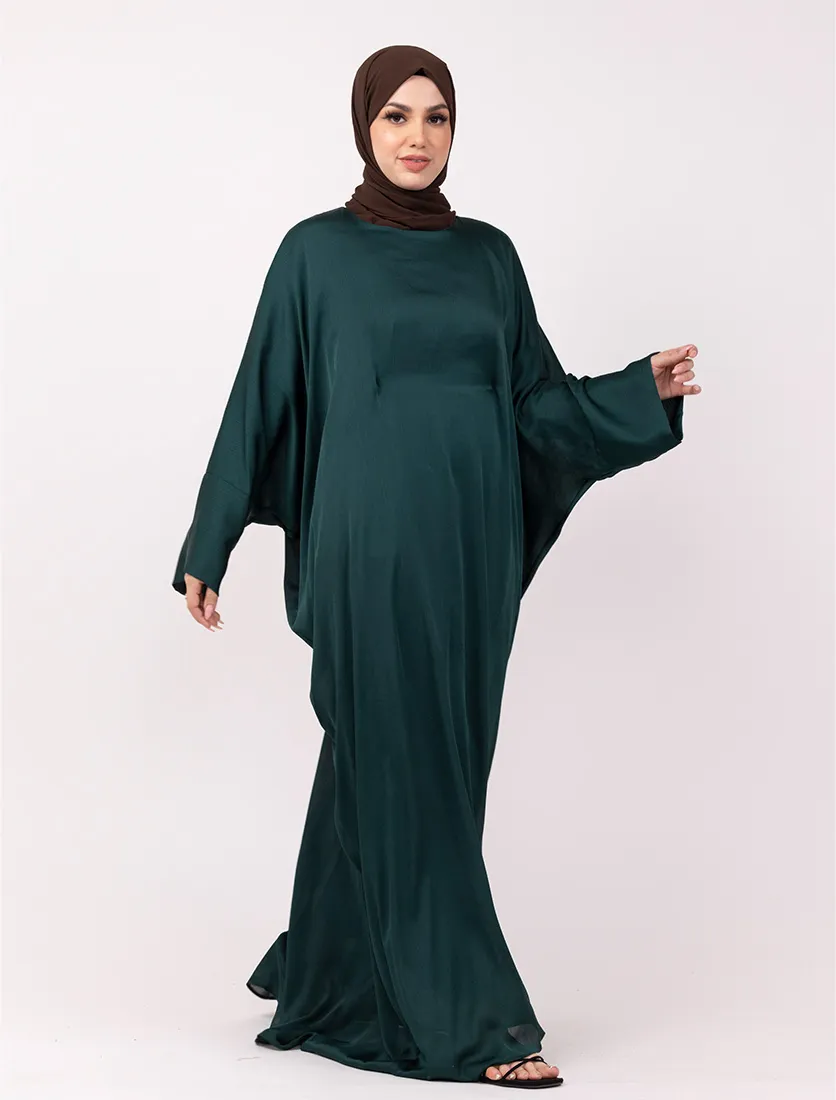 Green Chiffon Satin Batwing 